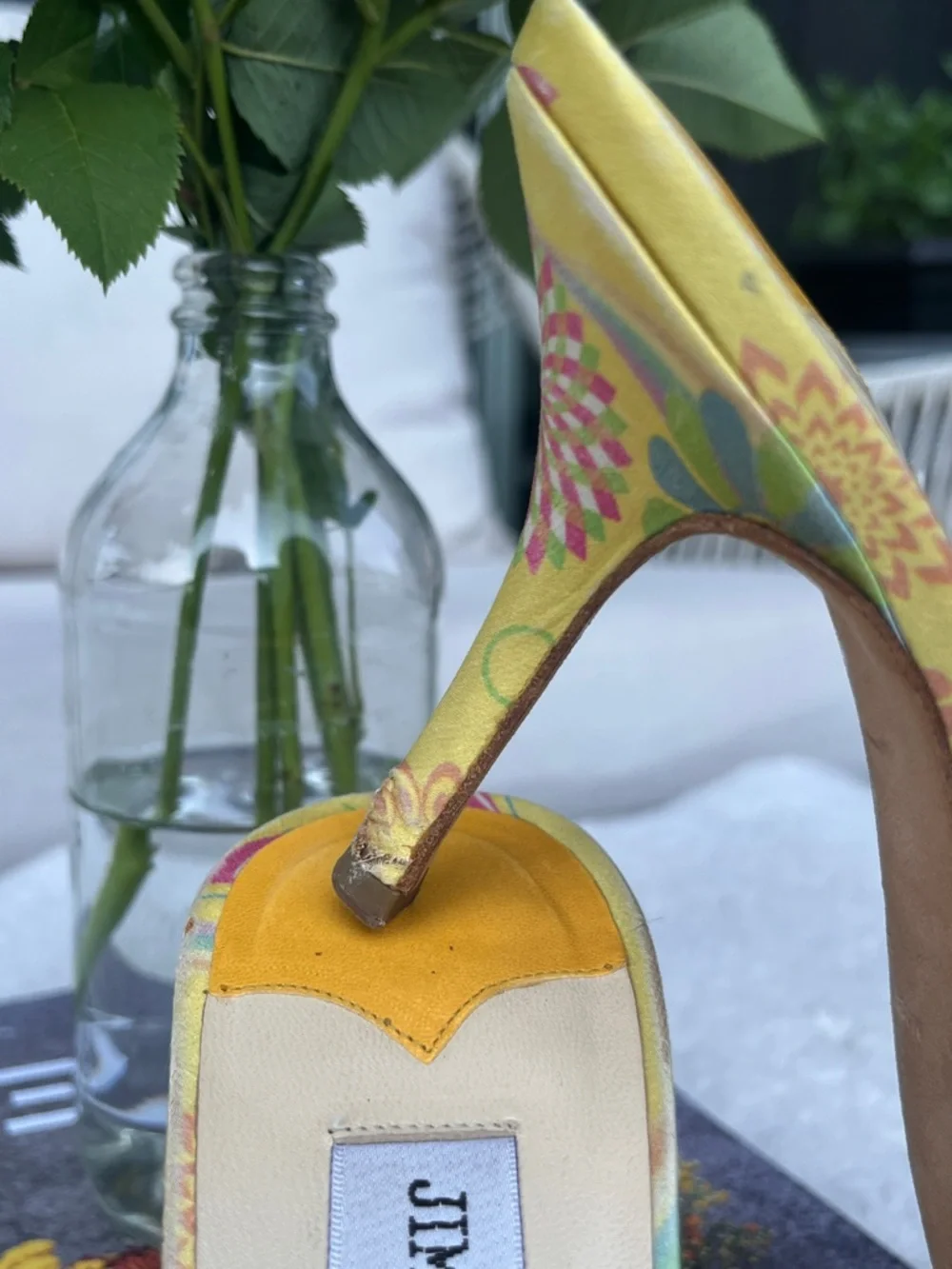 Jimmy Choo Silk Yellow Heels Sz 38 EU - Picture 7 of 11